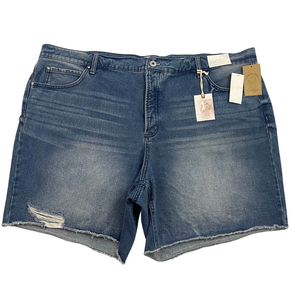 Jessica Simpson Brentwood Relaxed Shorts Womens‎ Size 24W Blue Denim MRSP $69.59